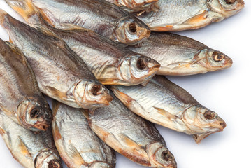 dried vobla on a white background