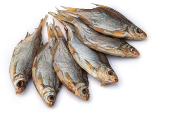 dried vobla on a white background