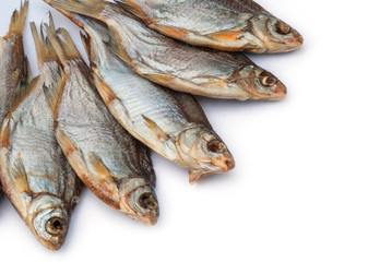 dried vobla on a white background