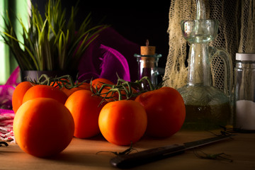 Tomatoes on wood
