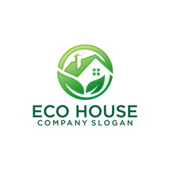 Fototapeta premium Green house logo vector. Eco green house. Eco Friendly house icon.