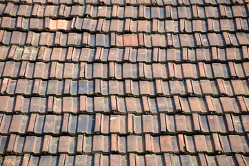 Texture of old tiled roof