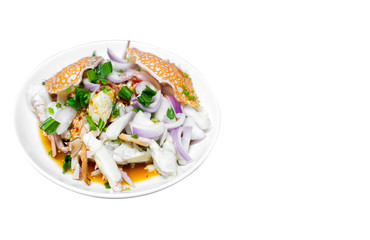 Thai style spicy salad with crab, Blue swimming crabม Thai dressed salad