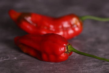Red hot chili peppers on a table