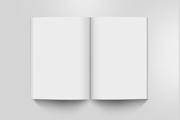 Blank A4 photorealistic brochure mockup on light grey background, 3d Illustration