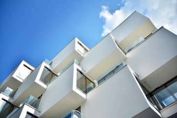 Modern European residential apartment buildings quarter. Abstract architecture, fragment of modern urban geometry.