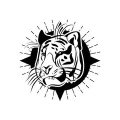 simple line illustrations of tiger head.