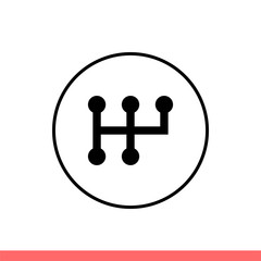 Manual transmission vector icon, gearbox symbol