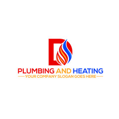 Plumbing and heating logo design & D letter logo design