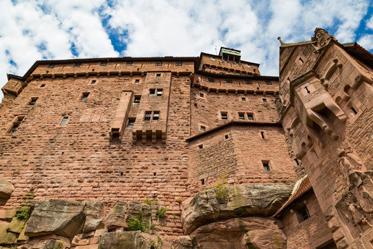 Impregnable citadel. Haut-Koenigsbourg Castle outside. Alsace , France