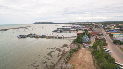 Fototapeta na wymiar Tha Phae is a pier to Koh Samet. Tourists have to come to the boat at this pier. This pier is an important economic port of Rayong..