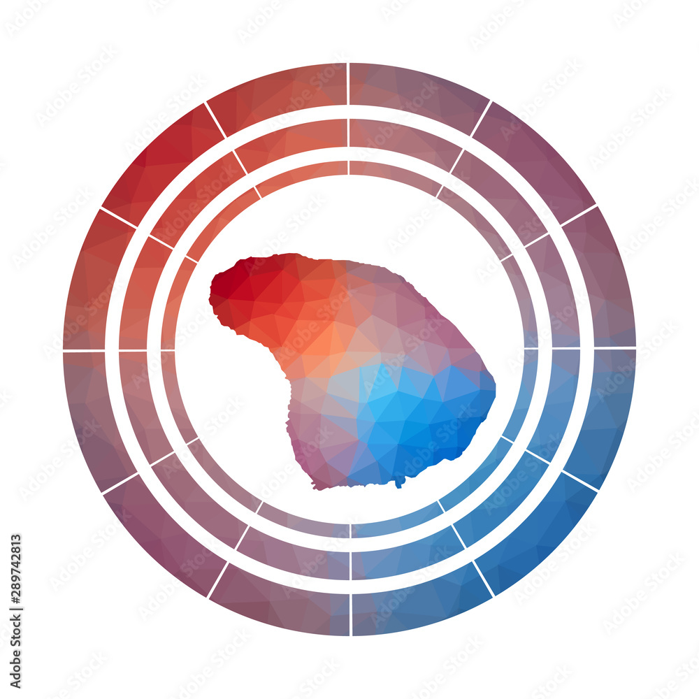 Poster lanai badge. bright gradient logo of island in low poly style. multicolored lanai rounded sign with 
