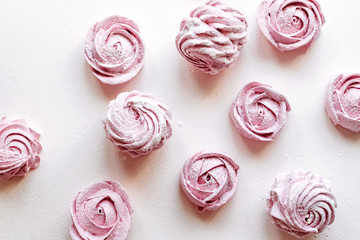 Homemade pink berry marshmallows. Gift for the beloved on Valentine's Day. Caring for children's health, healthy dessert.