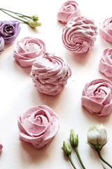 Homemade pink berry marshmallows. Gift for the beloved on Valentine's Day. Caring for children's health, healthy dessert.