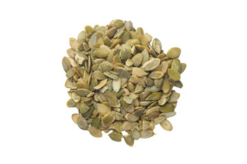 Pumpkin seeds isolated on white background.