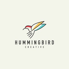 hummingbird logo color - light background vector design
