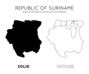 Naklejka premium Suriname map. Blank vector map of the country with regions. Borders of Suriname for your infographic. Vector illustration.