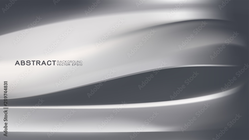 Poster vector design trendy and technology concept. curve and waving shiny metallic texture and copy space 