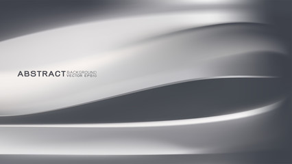 Vector design trendy and technology concept. Curve and waving shiny metallic texture and copy space on background, Abstract futuristic technology template.