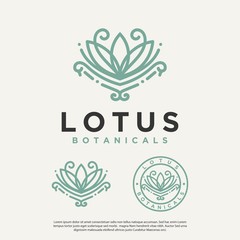 Fototapeta premium lotus vector logo with a line art style