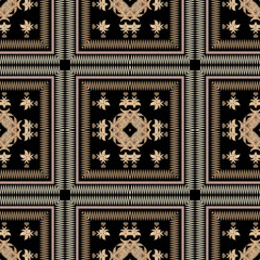 Tribal embroidery colorful vector seamless pattern. Checkered striped textured background. Tapestry repeat grunge ethnic backdrop. Embroidered stitching zigzag stripes, borders, frames, squares.