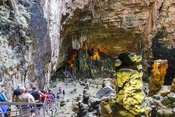 CASTELLANA GROTTE, ITALY - AUGUST 26 2017: Entrance of Castellana caves in southern Italy