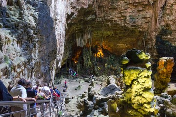 CASTELLANA GROTTE, ITALY - AUGUST 26 2017: Entrance of Castellana caves in southern Italy