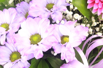 White flowers in a bouquet.