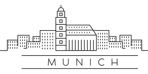 City of Europe, Munich line icon on white background