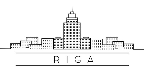 City of Europe, Riga line icon on white background