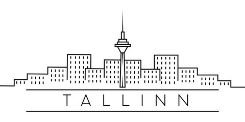 Obraz premium City of Europe, Tallinn line icon on white background
