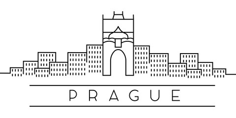 Naklejka premium City of Europe, Prague line icon on white background