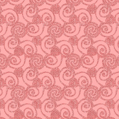 glittery pink floral swirls in a repeating pattern for festive feminine surface designs, textile, fabric, wallpaper, backgrounds, backdrops, covers and invitation cards. 