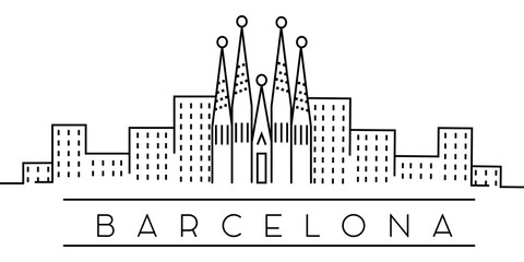 City of Europe, Barcelona line icon on white background