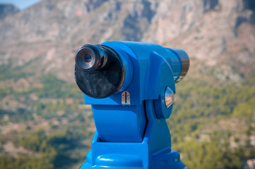 blue panoramic public binocular for panoramic view observe