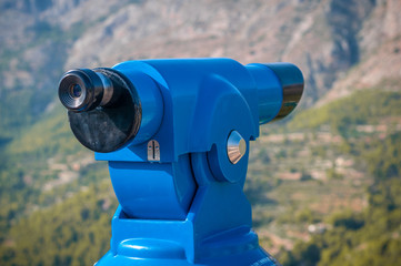 blue panoramic public binocular for panoramic view observe