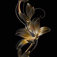 Nahtloses Blumenmuster mit goldener Blumenlilie. Element für Design. Handzeichnungsvektorillustration. © KatyArtDesign