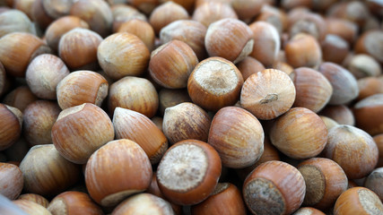 close-up of shelled nuts, large amounts of shelled nuts