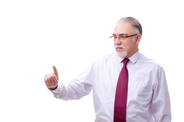 Aged businessman employee isolated on white