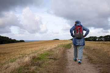 hiker on road