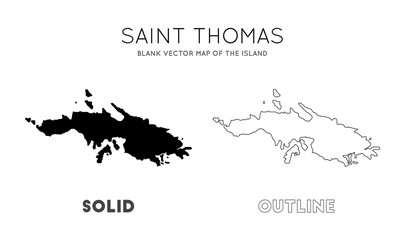 Saint Thomas map. Blank vector map of the Island. Borders of Saint Thomas for your infographic. Vector illustration.