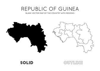 Guinea map. Blank vector map of the Country with regions. Borders of Guinea for your infographic. Vector illustration.