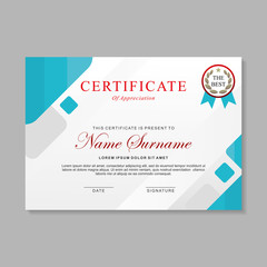 Modern certificate template design with turquoise and white color