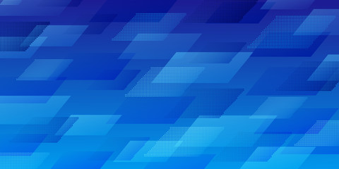 Abstract background of intersecting parallelograms consisting of dots, in blue colors