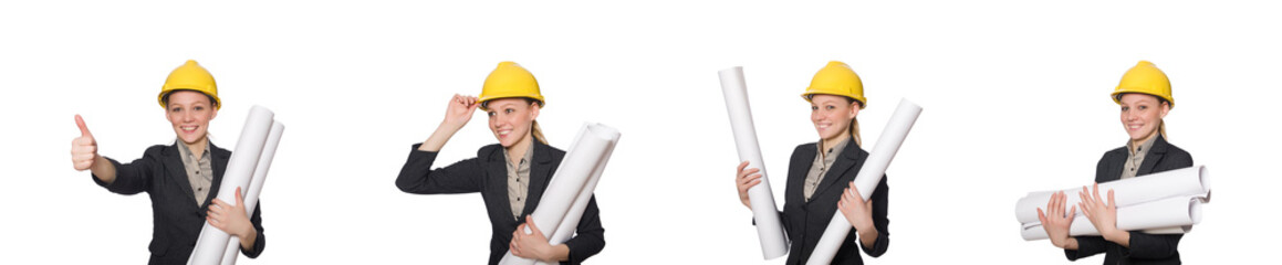 Young architect isolated on white