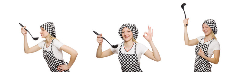 Woman cook isolated on the white background