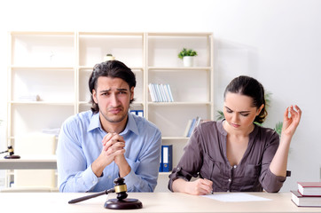 Young family in marriage divorce concept