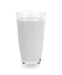 glass of milk on white background