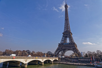 Fototapeta na wymiar Paris, France - The Eiffel Tower and Iena bridge