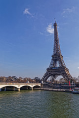 Fototapeta na wymiar Paris, France - The Eiffel Tower and Iena bridge